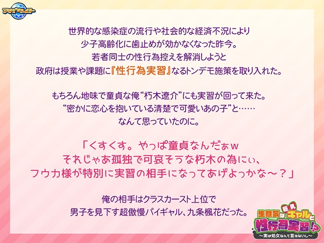 生意気な巨乳ギャルと性行為実習！？ ～実は処女なんて言えないし～ [アパタイト]